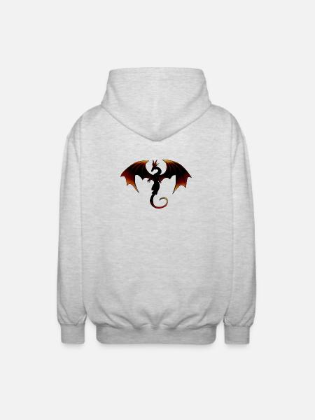 Fire Dragon, Fire Dragon - Unisex Hooded Jacket - light heather grey