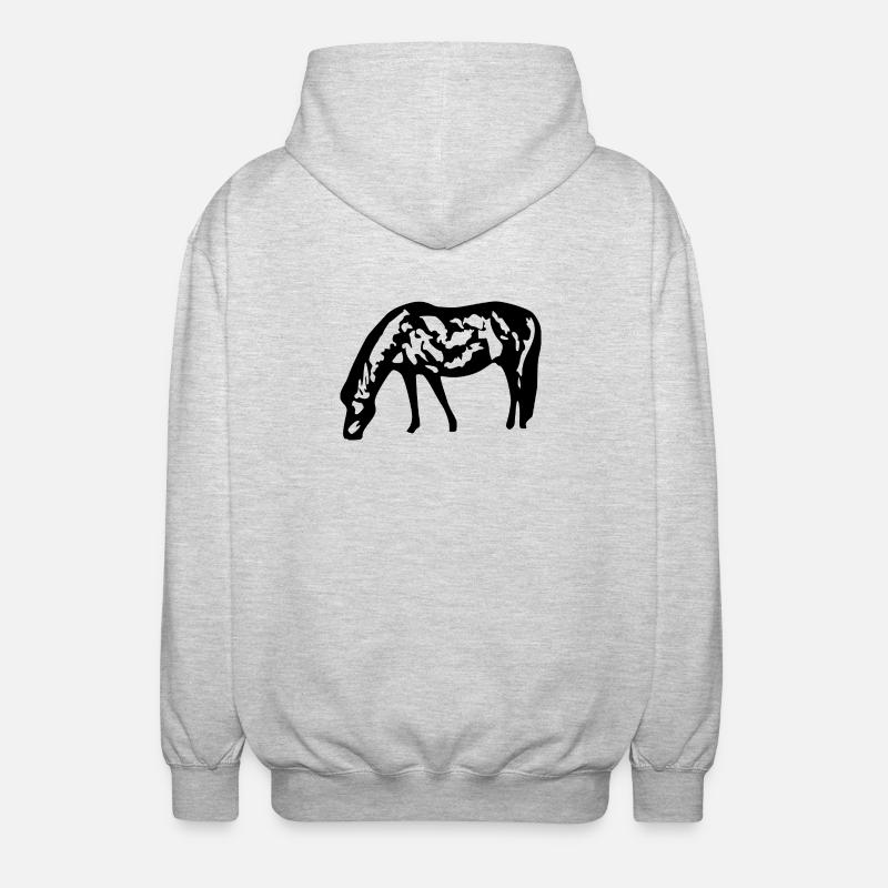 Pferde T-shirt Geschenk Reiter - Unisex Kapuzenjacke - Hellgrau meliert