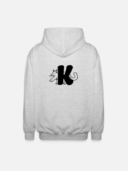 Lettre K chat - Veste à capuche unisexe - gris clair chiné