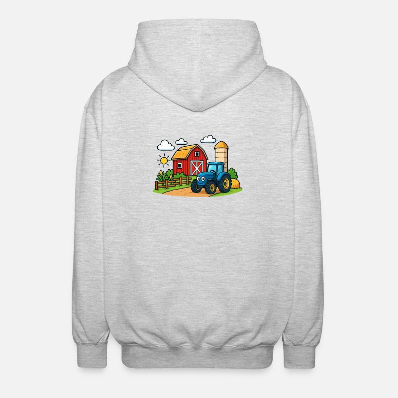 Fun farm with tractor - Unisex Hooded Jacket - light heather grey