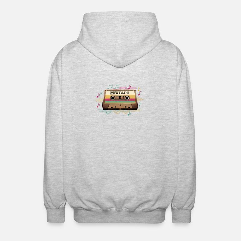 Retro Mixtape NeonNotes - Unisex Kapuzenjacke - Hellgrau meliert