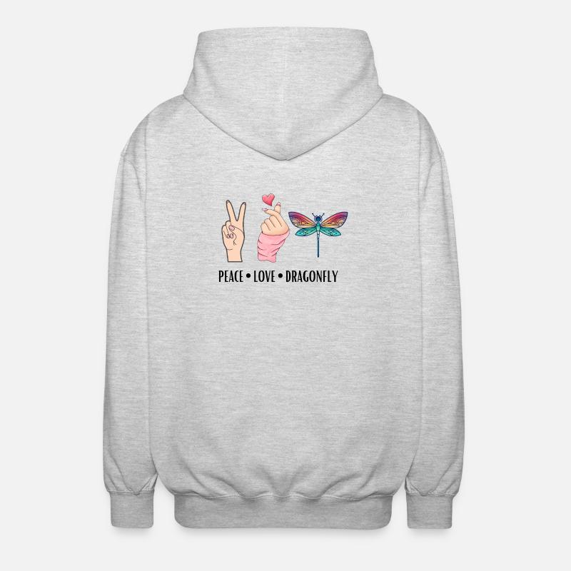 Libellule paix Amour Et Libellules - Veste à capuche unisexe - gris clair chiné