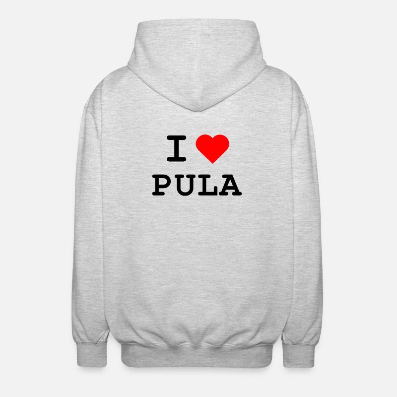 J’aime Pula - Ich liebe Pula - Veste à capuche unisexe - gris clair chiné