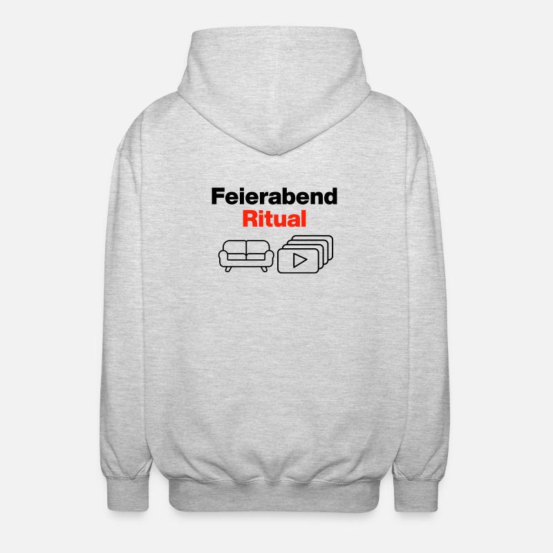 Feierabend Ritual – Sofa & Serien & Chill - Unisex Kapuzenjacke - Hellgrau meliert