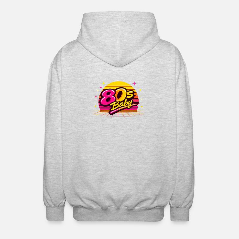 80s Retro Disco - Unisex Hooded Jacket - light heather grey