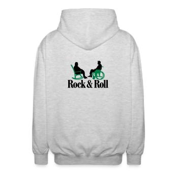 Rock n Roll 2clr New - Unisex Kapuzenjacke - Hellgrau meliert - Hinten - AI Model Male 185 light (185cm)