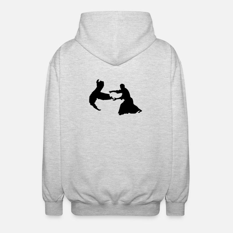 Aikido-Wurf - Unisex Kapuzenjacke - Hellgrau meliert