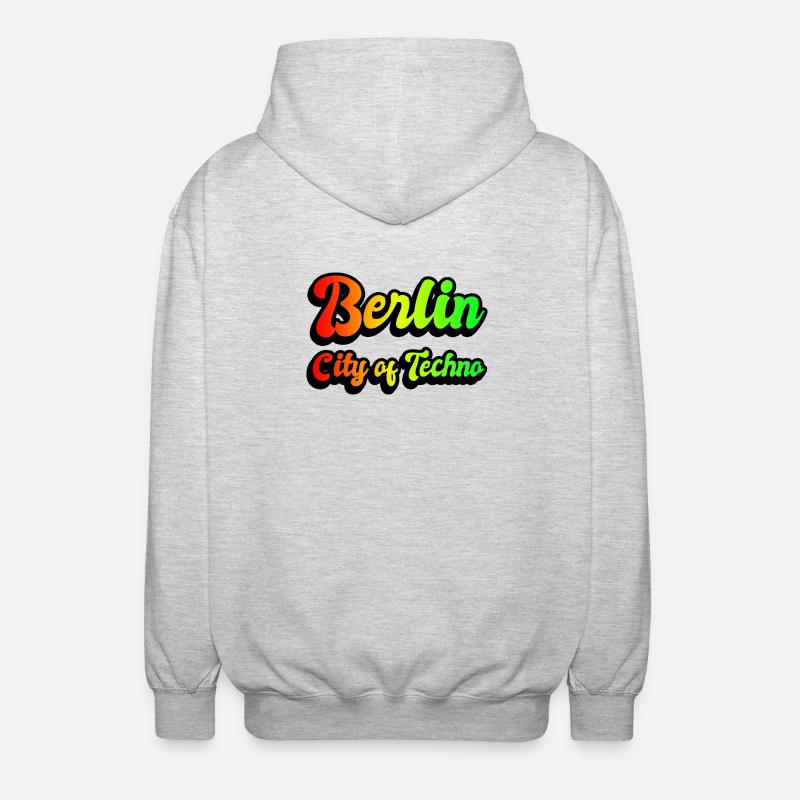 Berlin Stadt des Technos Regenbogen - Unisex Kapuzenjacke - Hellgrau meliert