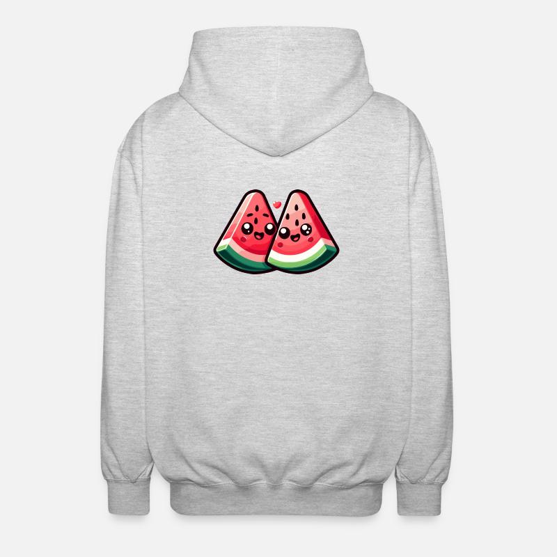 Süßes Melonen Design - Unisex Kapuzenjacke - Hellgrau meliert