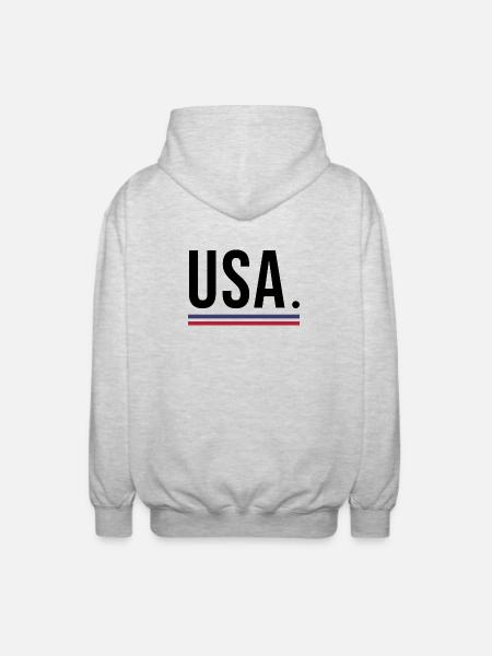 États-Unis – Chemise 🇺🇸 streetwear audacieuse - Veste à capuche unisexe - gris clair chiné