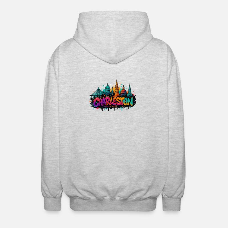 Charleston Graffiti Skyline - Unisex Hooded Jacket - light heather grey