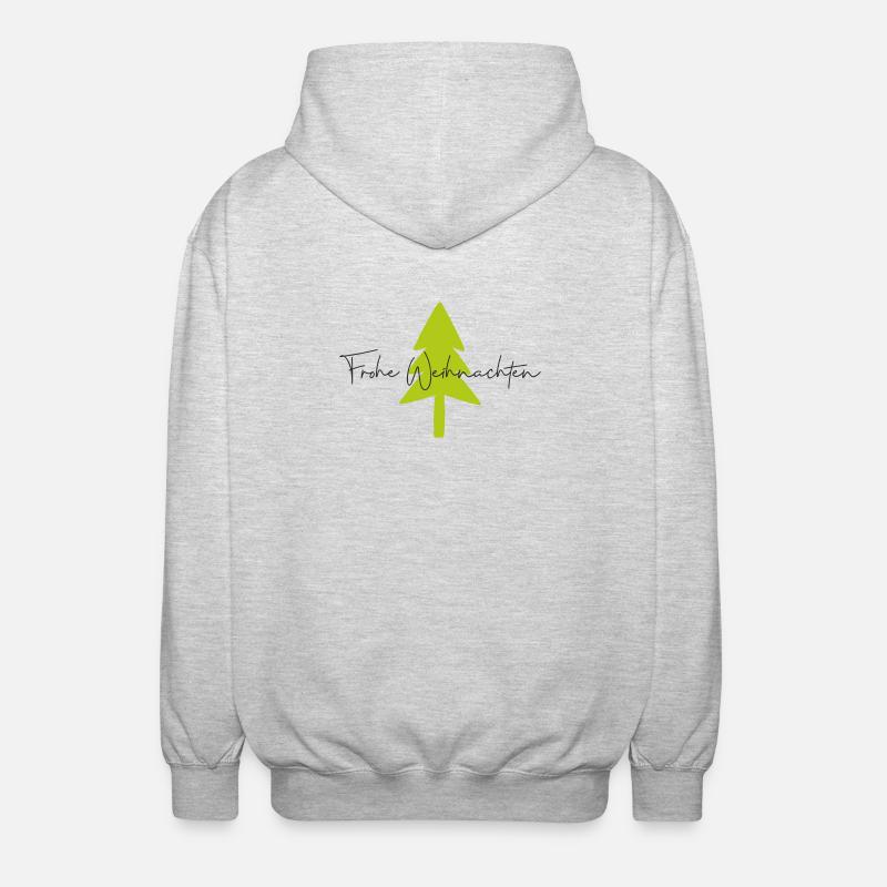 Lettrage d’arbre de Noël vert brillant - Veste à capuche unisexe - gris clair chiné