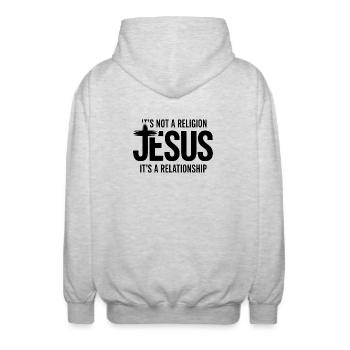 Jésus Christian - Veste à capuche unisexe - gris clair chiné - Dos - AI Model Male 185 light (185cm)