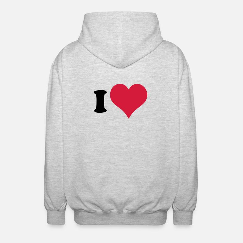 Ich Liebe - Ich Herz - Unisex Kapuzenjacke - Hellgrau meliert