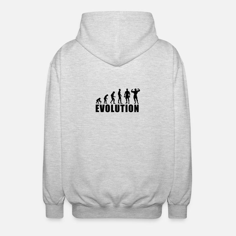EVOLUTION BODY BUILDING Geschenk - Unisex Kapuzenjacke - Hellgrau meliert