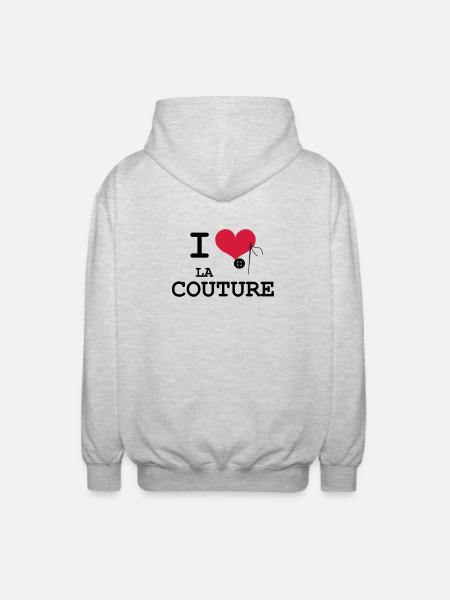I Love la Couture - Veste à capuche unisexe - gris clair chiné