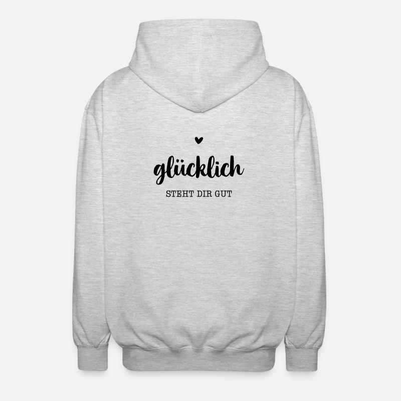 Glücklich steht dir gut - Herz - Unisex Kapuzenjacke - Hellgrau meliert