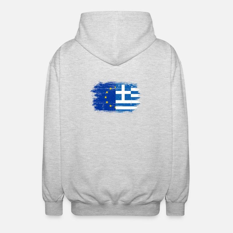 Fusion du drapeau GrecoEU - Veste à capuche unisexe - gris clair chiné