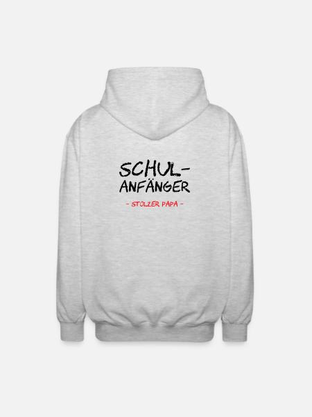 Schulanfänger. Stolzer Papa - Unisex Kapuzenjacke - Hellgrau meliert