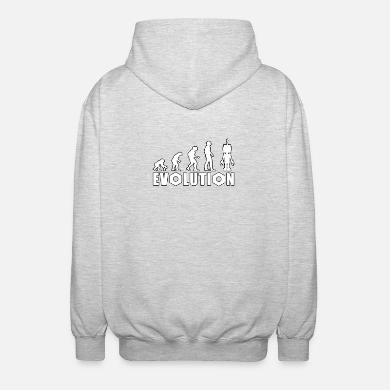 Evolution mit Roboterfigur Design - Unisex Kapuzenjacke - Hellgrau meliert