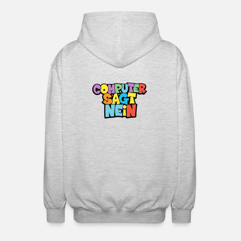 Bunte Computer Sagt Nein Grafik - Unisex Kapuzenjacke - Hellgrau meliert