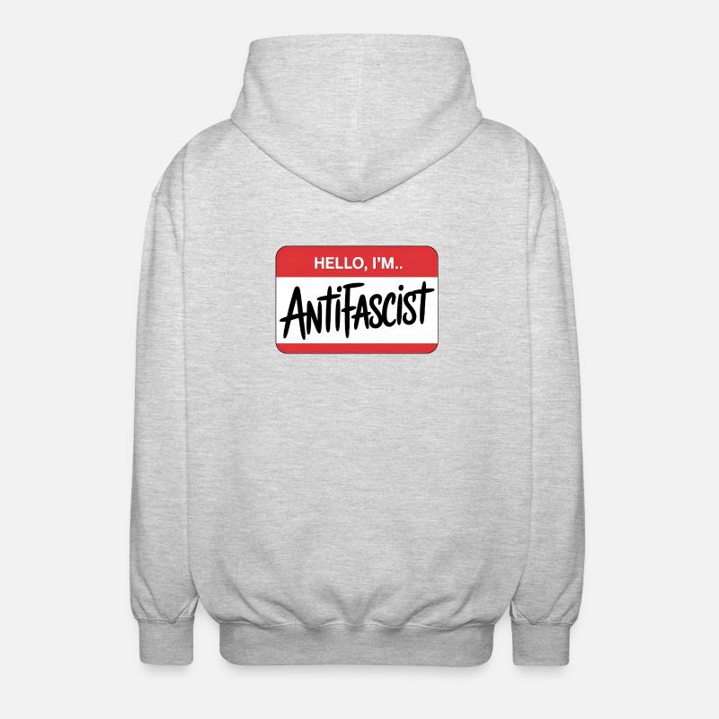 Hello I'm Antifascist - Antifa Tee - Unisex Kapuzenjacke - Hellgrau meliert