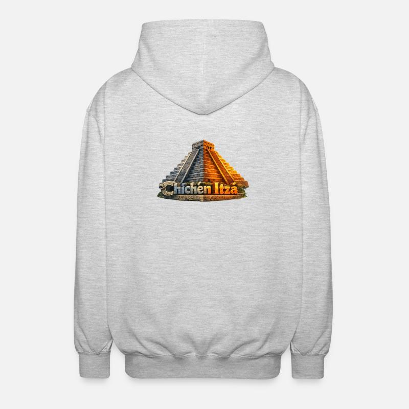 Chichen-Itza-Pyramiden-Schlange - Unisex Kapuzenjacke - Hellgrau meliert