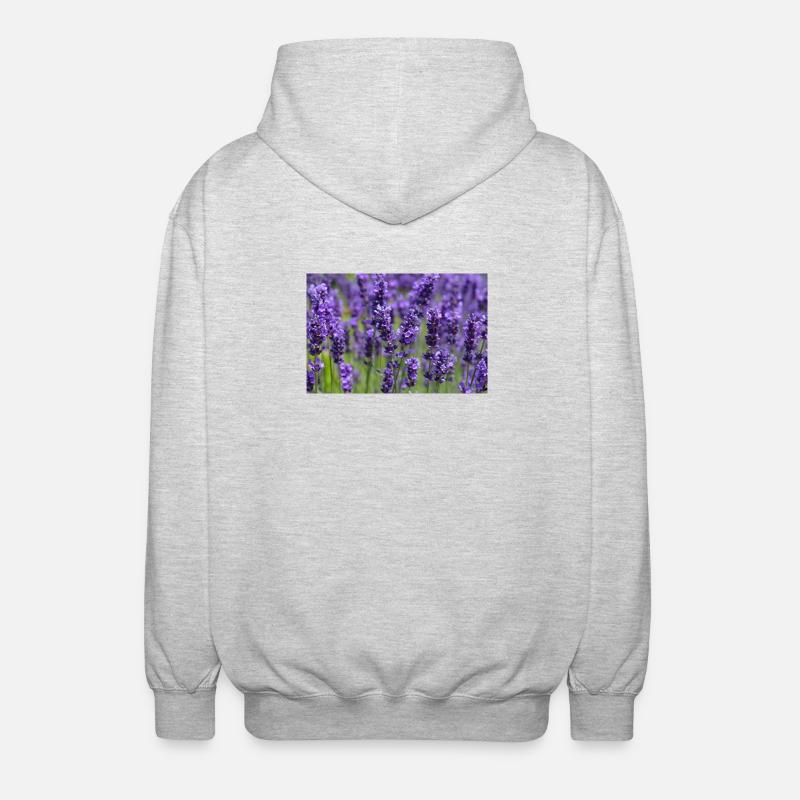 Lavendelfeld-Traumlandschaft - Unisex Kapuzenjacke - Hellgrau meliert