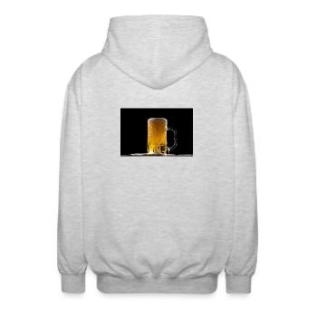 Beer mug in the dark: foam shimmer - Unisex Hooded Jacket - light heather grey - Back - AI Model Male 185 light (185cm)