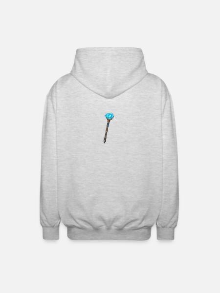 Magischer Kristallstab Blau - Unisex Kapuzenjacke - Hellgrau meliert