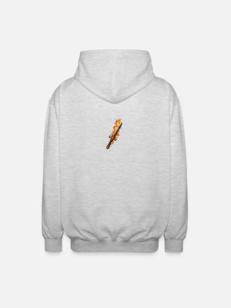 Fireblade Flaming Sword - Unisex Hooded Jacket - light heather grey