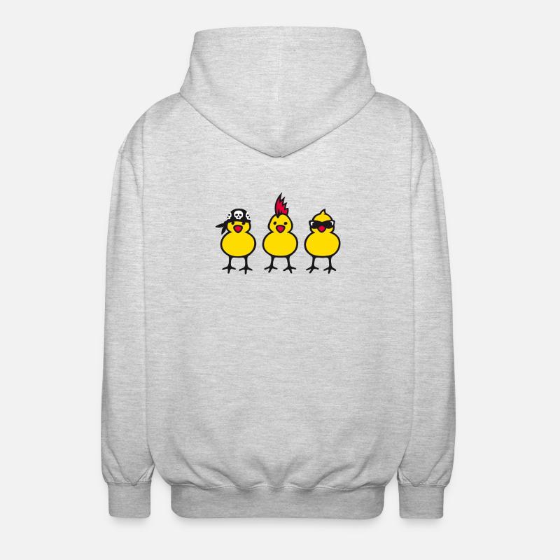 three chicks (b) - Unisex Hooded Jacket - light heather grey