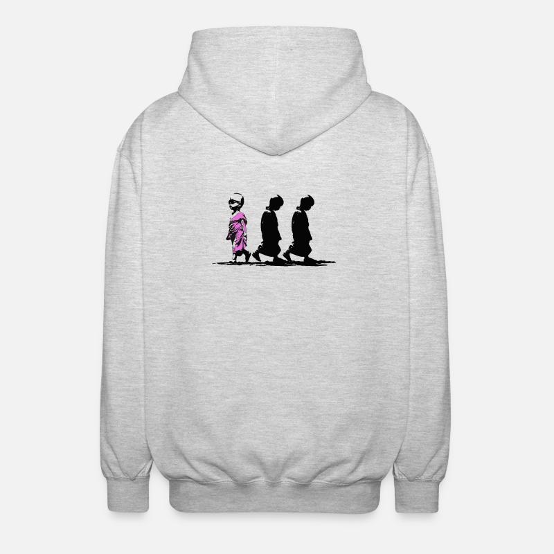 Neonpfad der Stille, sei anders - Unisex Kapuzenjacke - Hellgrau meliert