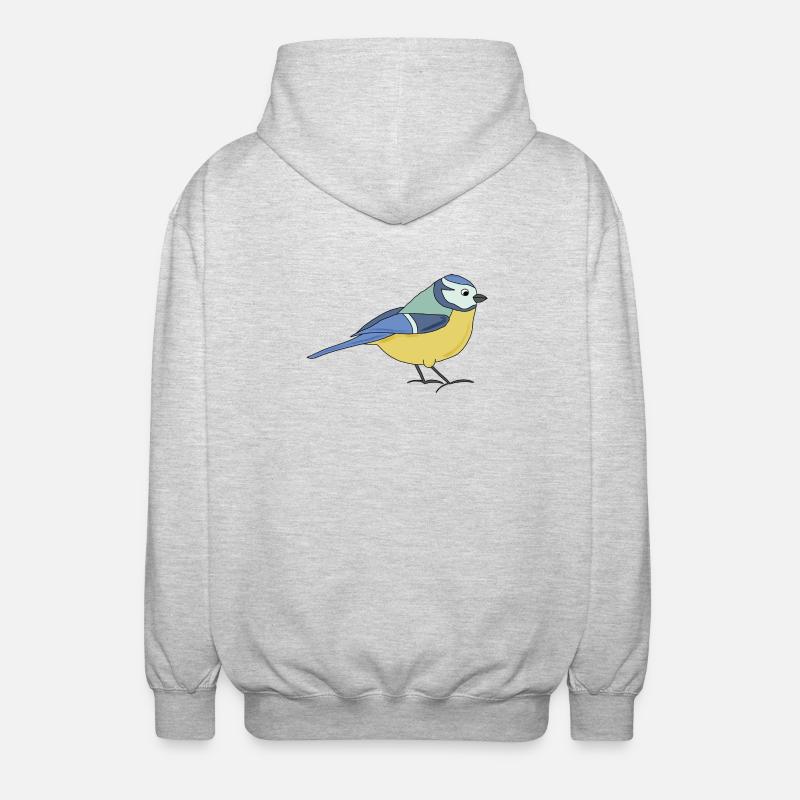 kleine Blaumeise, bunt - Unisex Kapuzenjacke - Hellgrau meliert