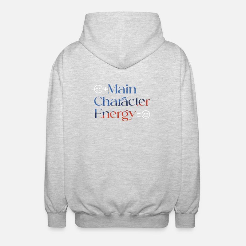 Main Character Energy bunt smilie - Unisex Kapuzenjacke - Hellgrau meliert