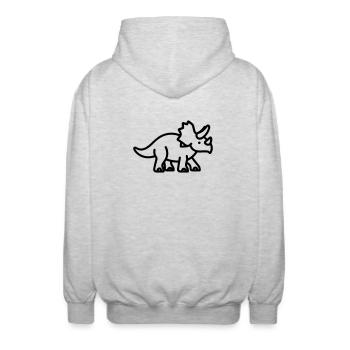 triceratops - Veste à capuche unisexe - gris clair chiné - Dos - AI Model Male 185 light (185cm)