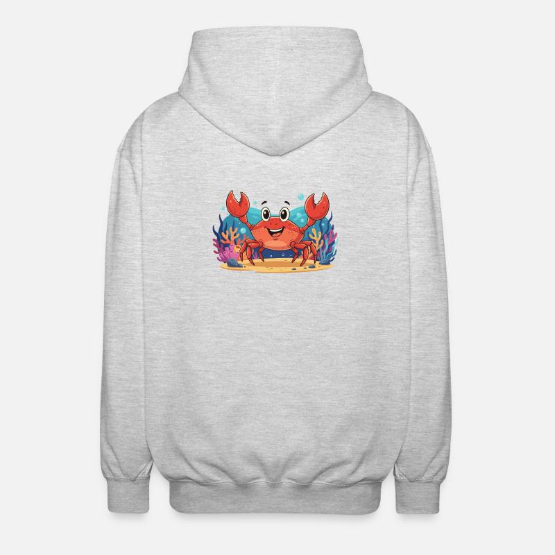 Cheerful underwater crab - Unisex Hooded Jacket - light heather grey