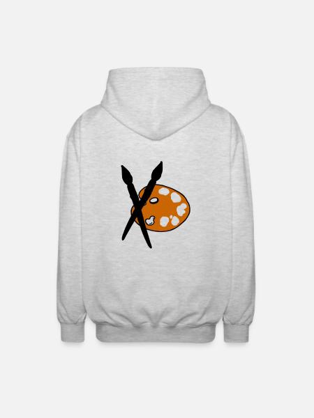 Artist - Painter - Brushes - Unisex Hooded Jacket - light heather grey
