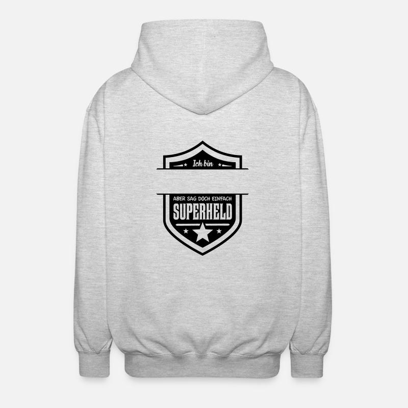 Superheld eigener Text - Unisex Kapuzenjacke - Hellgrau meliert