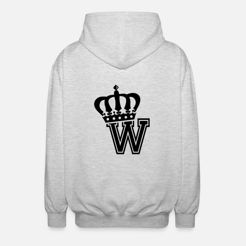 Buchstabe W - Unisex Kapuzenjacke - Hellgrau meliert