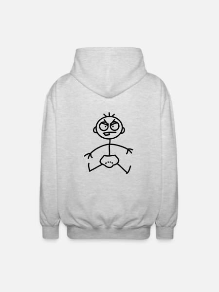angry_baby_stick_figure_1c - Unisex Hooded Jacket - light heather grey