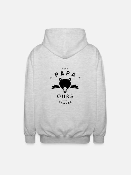 PAPA-OURS - Veste à capuche unisexe - gris clair chiné