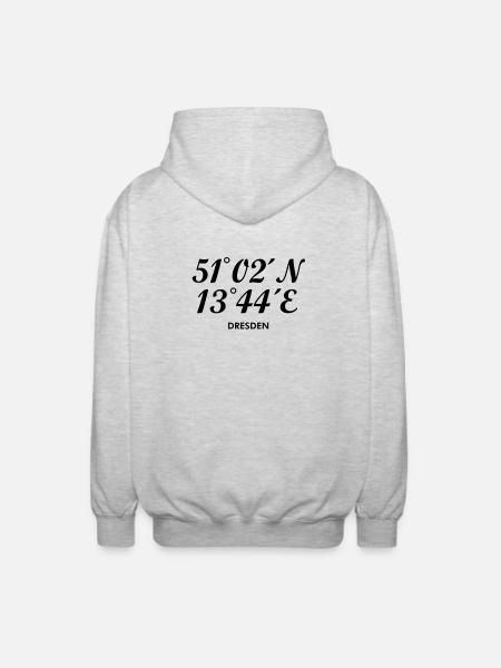 Dresden Koordinaten - Unisex Kapuzenjacke - Hellgrau meliert