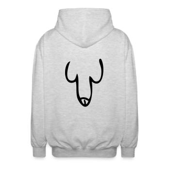 Penis - Unisex Kapuzenjacke - Hellgrau meliert - Hinten - AI Model Male 185 light (185cm)
