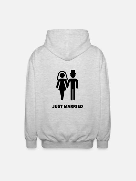 Just Married (Brautpaar) - Unisex Kapuzenjacke - Hellgrau meliert