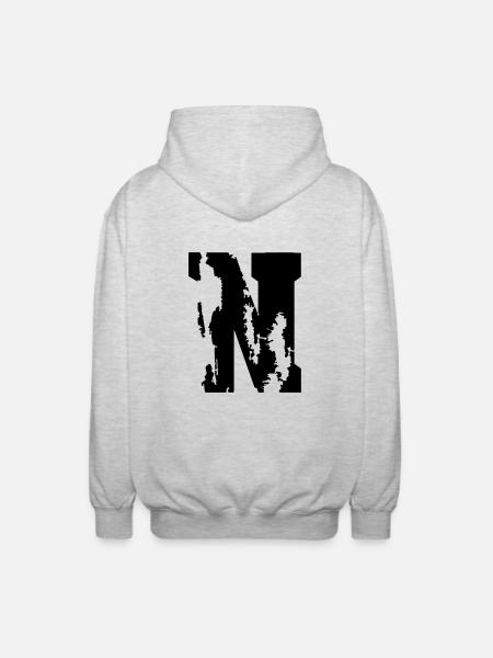 N - Buchstabe - Unisex Kapuzenjacke - Hellgrau meliert