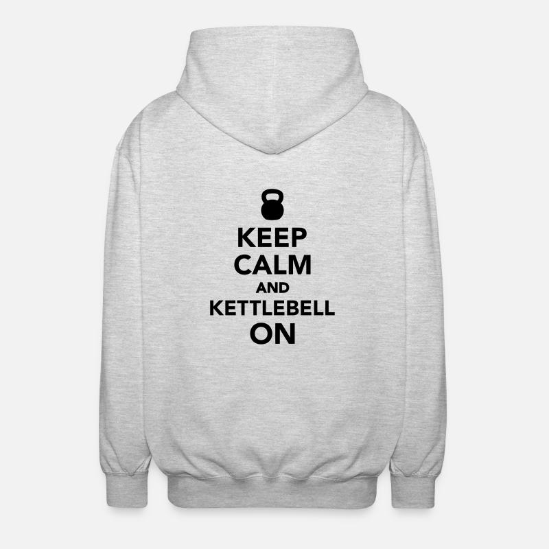 Keep calm and Kettlebell on - Unisex Hooded Jacket - light heather grey