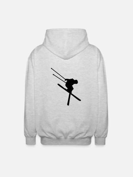 Skiing Ski - Unisex Hooded Jacket - light heather grey