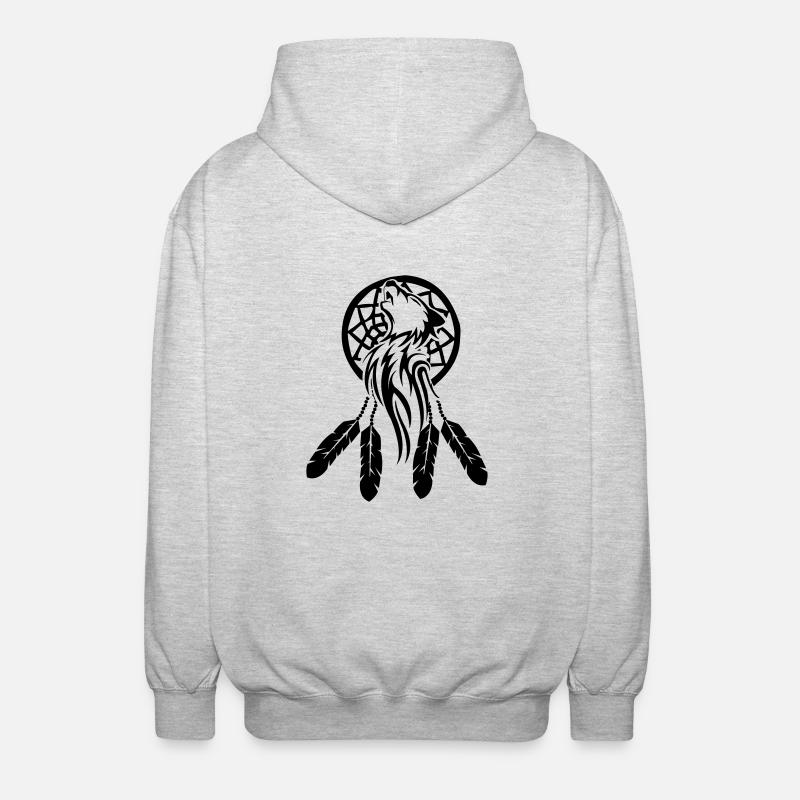 wolf_traumfaenger_001 - Unisex Kapuzenjacke - Hellgrau meliert