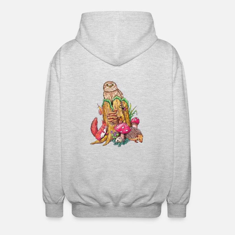 Animaux de la forêt - Veste à capuche unisexe - gris clair chiné